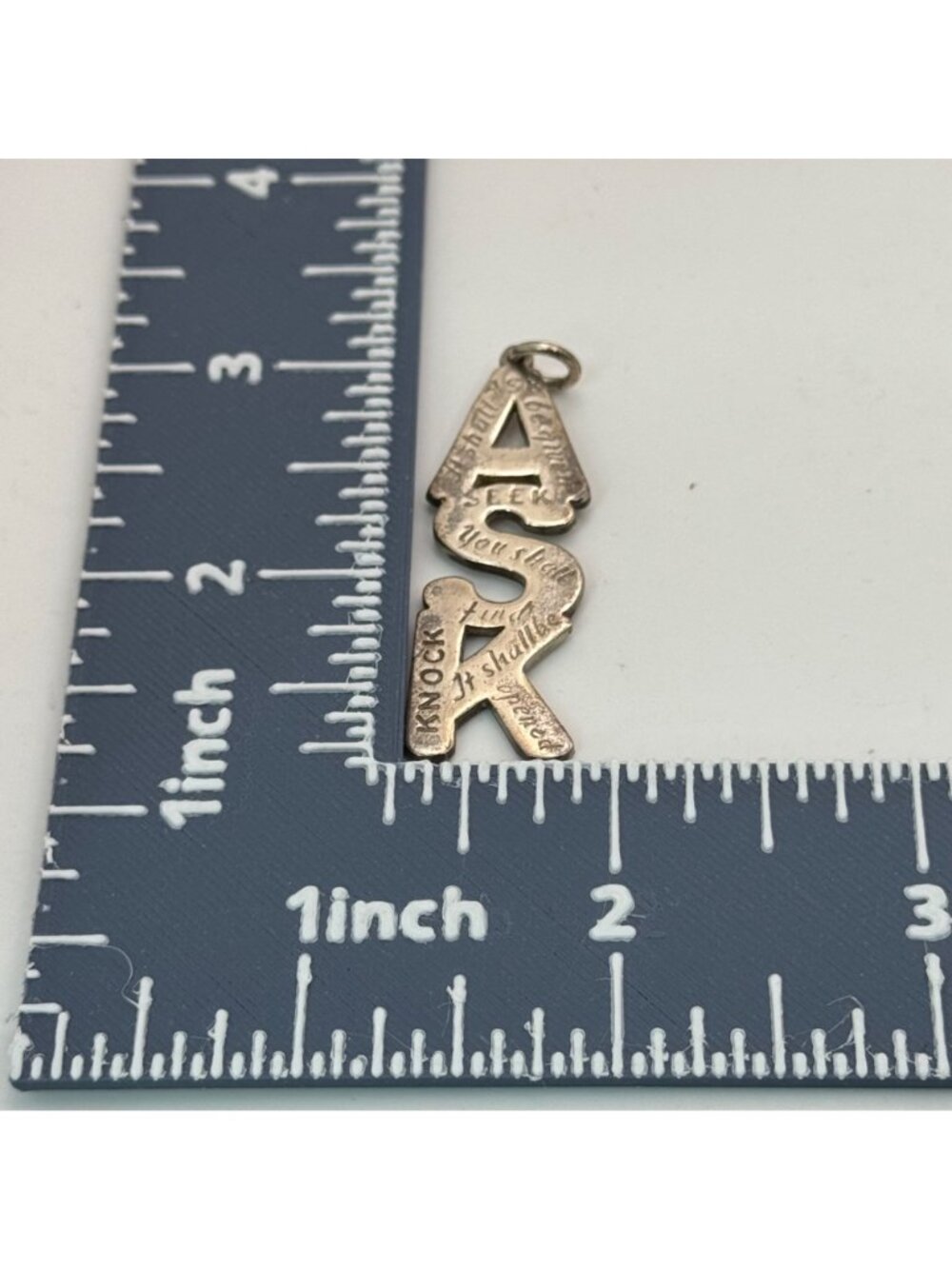 ASK Religious Pendant Charm Matthew 7:7 Silver Ton 2003 Christian Signed G Terry - Picture 4 of 11